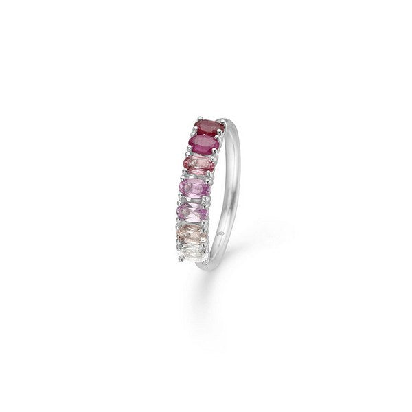 Poetry Ruby ring fra Mads Z i sølv med rubin, morganit, pink safir, pink turmalin og hvid topas.